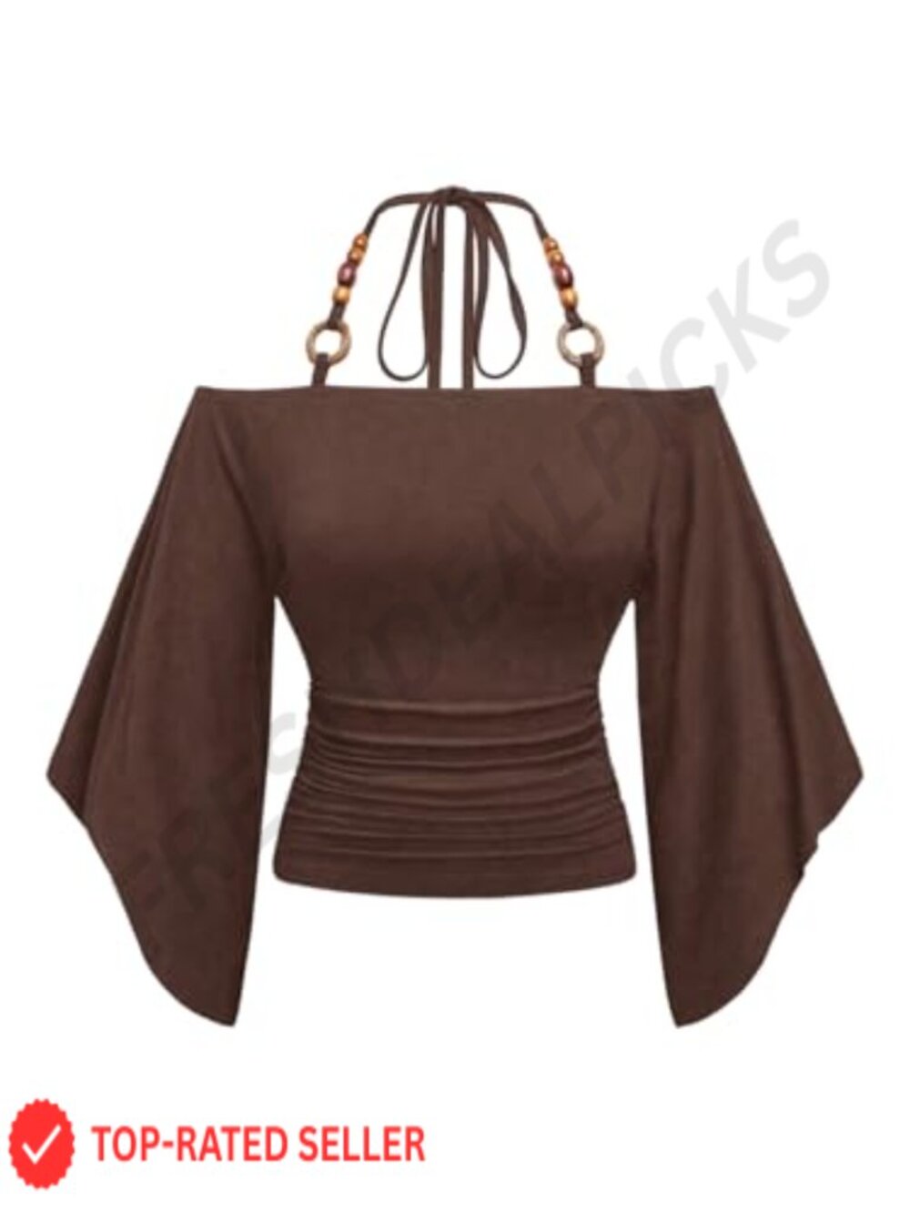 Off Shoulder Halter Top Cinched Waist Beaded Going Out Y2K